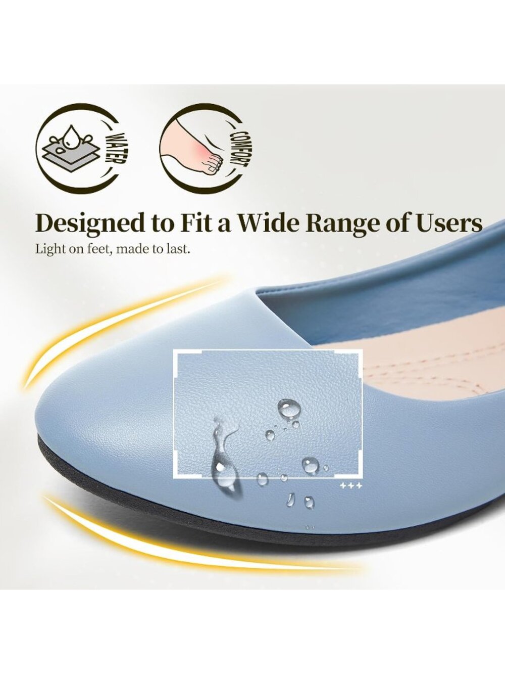 Women's Dusty Blue PU Leather Ballet Flats Slip on Casual Loafers Comfort Shoes - Picture 4 of 7